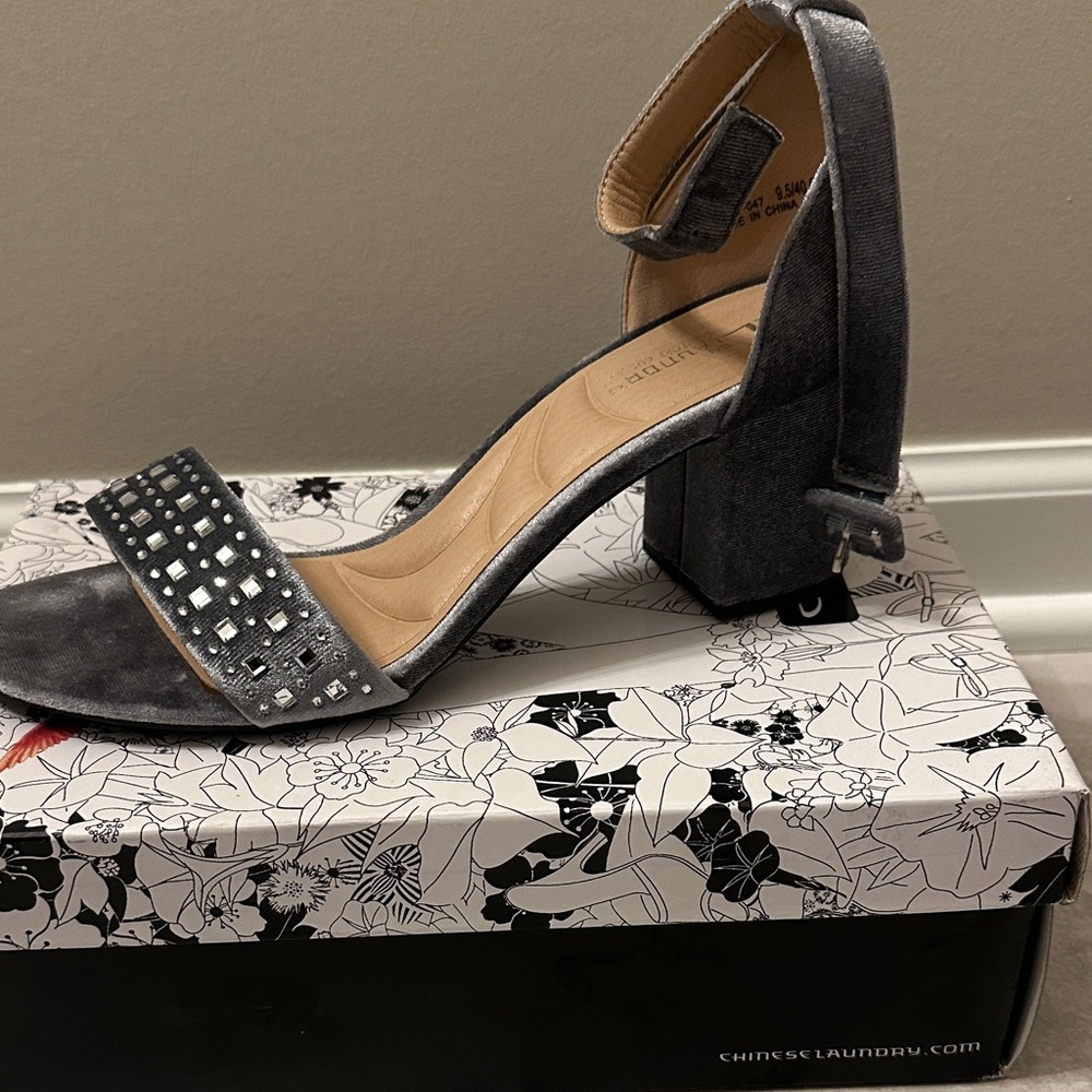 Chinese Laundry Charcoal Embellished Heels